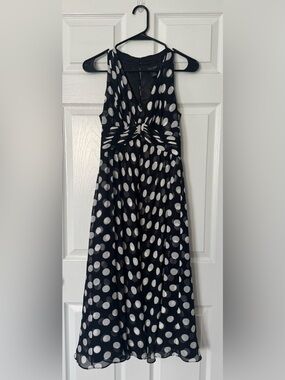 White House Black Market Black Dress with White Polka Dots